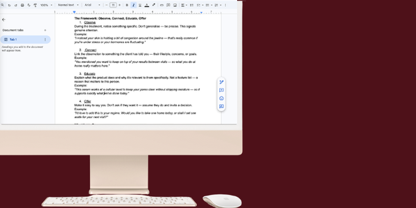 Retail Sales Script for Treatment Rooms